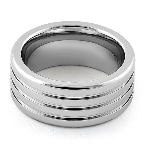 Stainless Steel Four Layers Triple Groove Band Ring