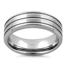 Stainless Steel Four Layers Triple Groove Satin Finish Band Ring