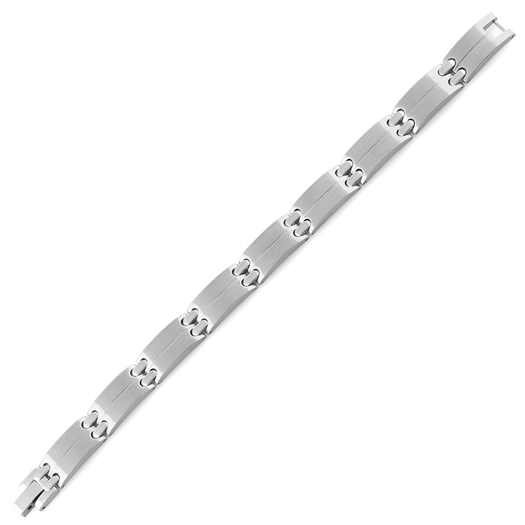 Stainless Steel Groove Link Bracelet