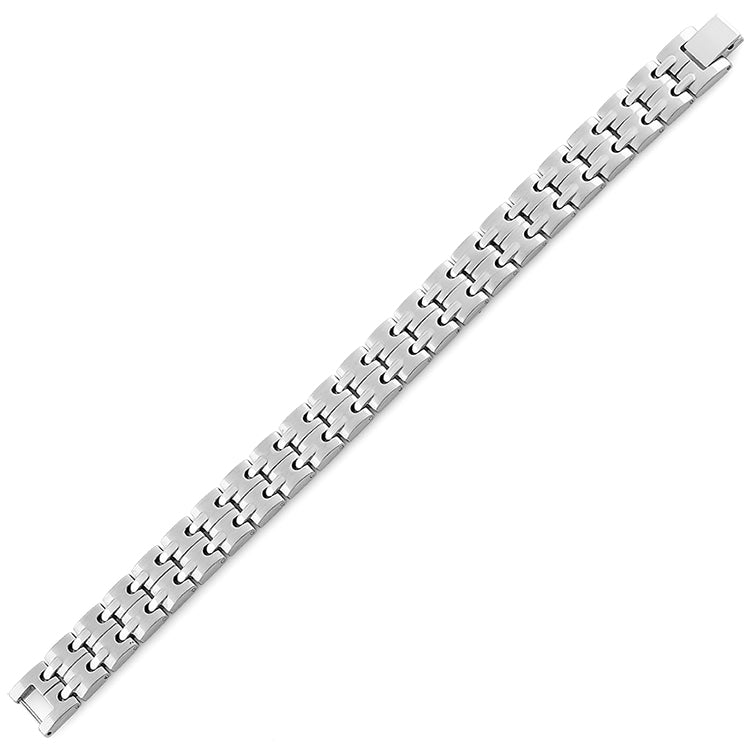 Stainless Steel Groove Link Bracelet