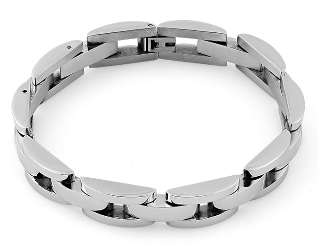 Stainless Steel Half Oval Link Bracelet
