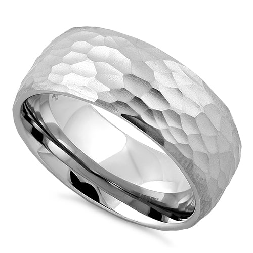 Stainless Steel Hammered Band Ring