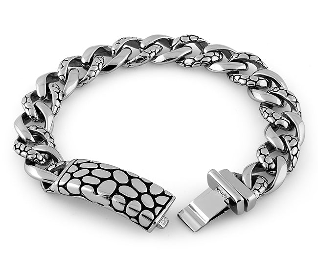 Stainless Steel ID Reptile Curb Link Bracelet