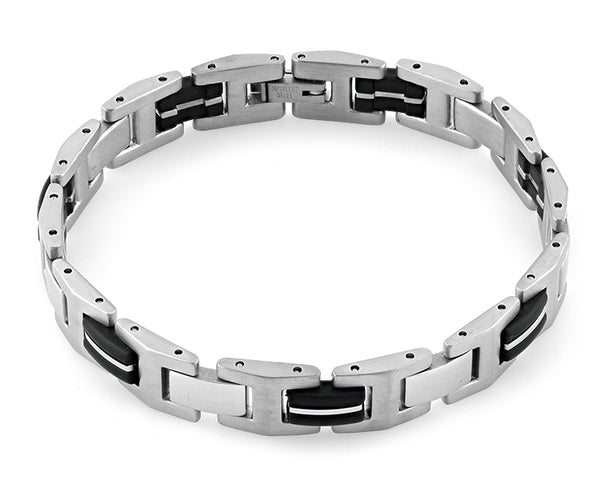 Stainless Steel Link Black Bracelet