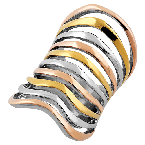 Stainless Steel Multi-Color Wave Ring