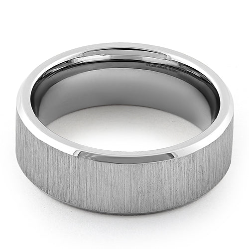 Stainless Steel Polished Beveled Brushed Finish Band Ring