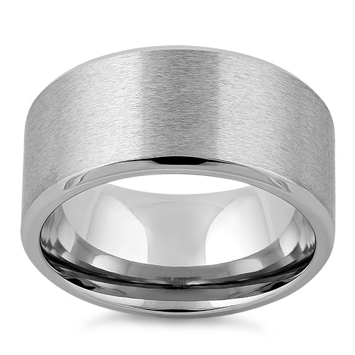 Stainless Steel Polished Beveled Satin Finish Band Ring