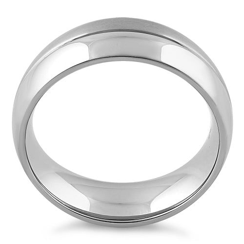 Stainless Steel Polished Satin Finish Groove Band Ring