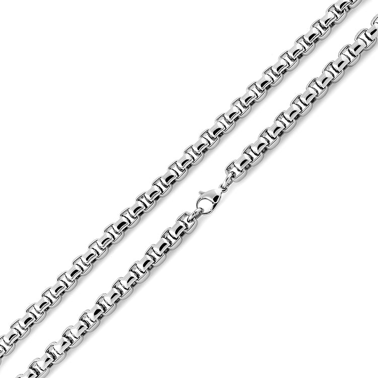 Stainless Steel Rounded Box Link Necklace