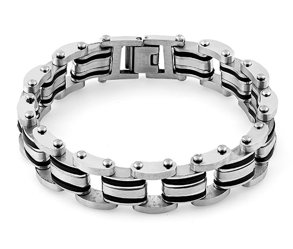 Stainless Steel Rubber Layered Bracelet