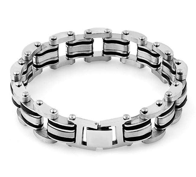 Stainless Steel Rubber Layered Bracelet