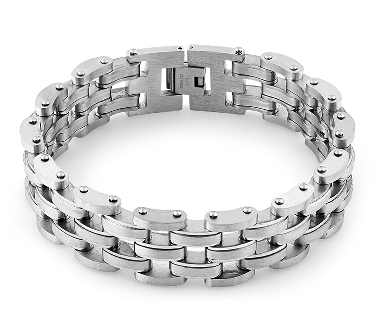 Stainless Steel Thick Half Oval Bean Bracelet