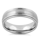 Stainless Steel Thin Grooves Satin Finish Band Ring