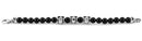 Stainless Steel Triple Skull Black Agate Bracelet