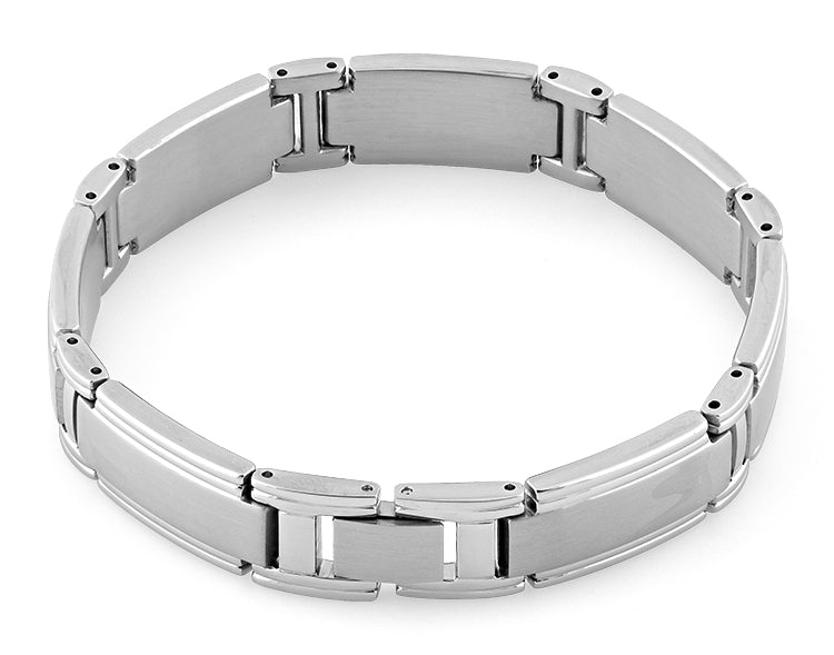 Stainless Steel Wide Link Bracelet