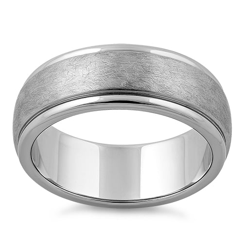 Stainless Steel Wire Matte Finished Groove Band Ring