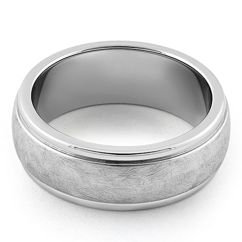 Stainless Steel Wire Matte Finished Groove Band Ring