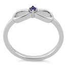 Sterling Silver Infinity Ribbon Amethyst CZ Ring