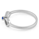 Sterling Silver Infinity Ribbon Blue Spinel CZ Ring