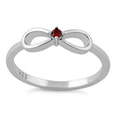 Sterling Silver Infinity Ribbon Dark Garnet CZ Ring