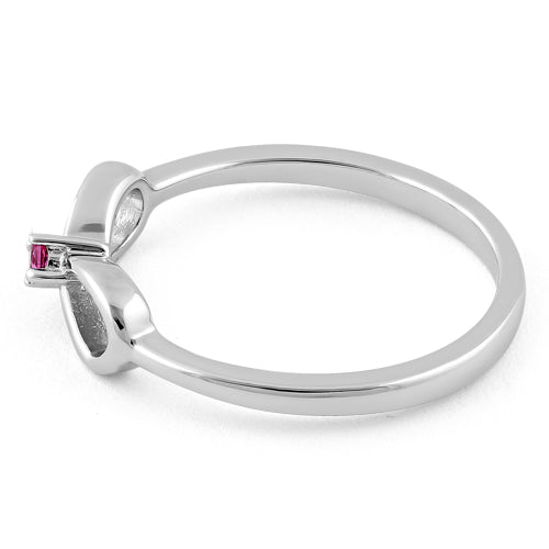 Sterling Silver Infinity Ribbon Pink CZ Ring