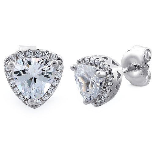 Sterliing Silver Trillion Stud CZ Earrings