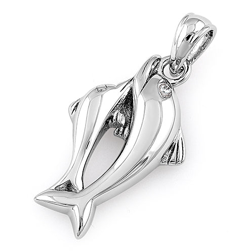 Sterling Silver 2 Dolphin Pendant