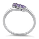Sterling Silver 3 Amethyst Stones CZ Ring