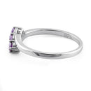 Sterling Silver 3 Amethyst Stones CZ Ring
