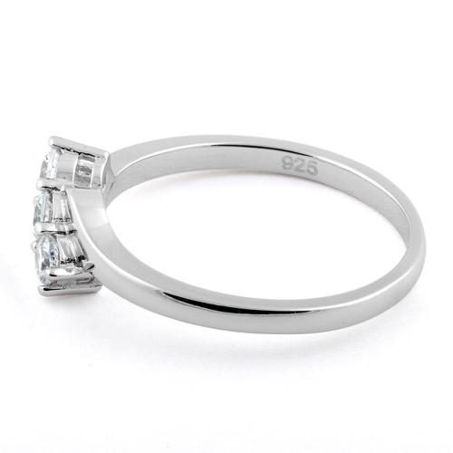 Sterling Silver 3 Clear Stones CZ Ring