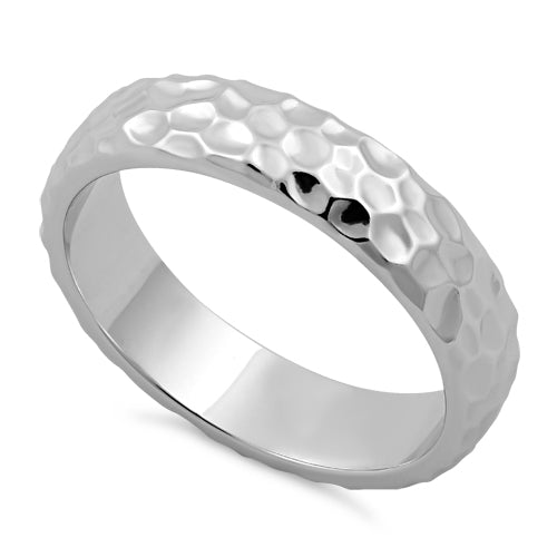 Sterling Silver 4.7mm Hammered Ring