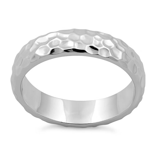 Sterling Silver 4.7mm Hammered Ring