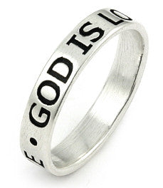 Sterling Silver 4mm God Is Love Ring