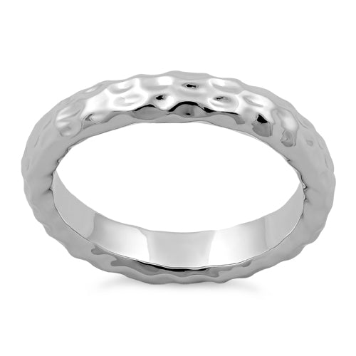 Sterling Silver 4mm Hammered Ring