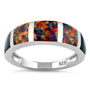 Sterling Silver 5 Bar Black Lab Opal Ring