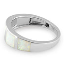 Sterling Silver 5 Bar White Lab Opal Ring