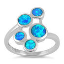 Sterling Silver 5 Circle Blue Lab Opal Ring
