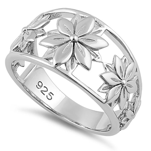 Sterling Silver 5 Flowers Ring