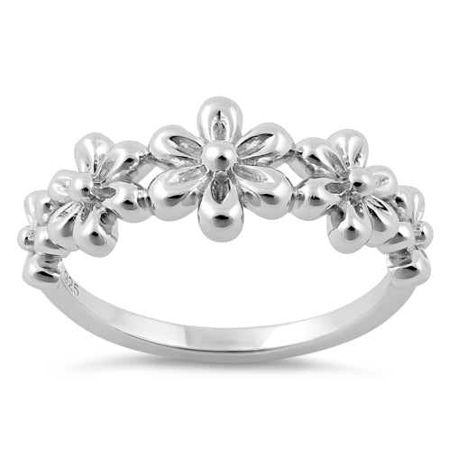 Sterling Silver 5 Plumeria Ring