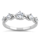 Sterling Silver 5 Round Clear CZ Ring