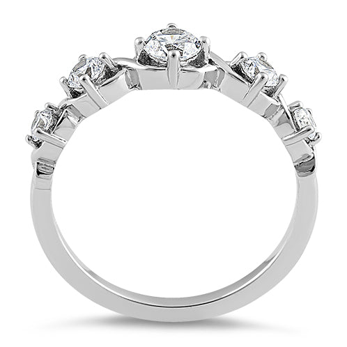 Sterling Silver 5 Round Clear CZ Ring