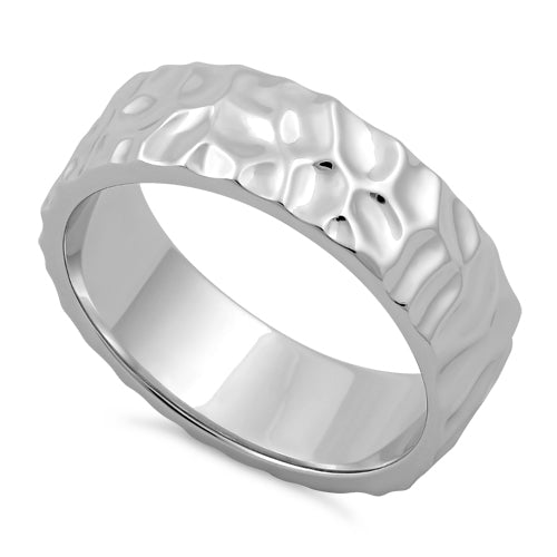 Sterling Silver 6mm Hammered Ring