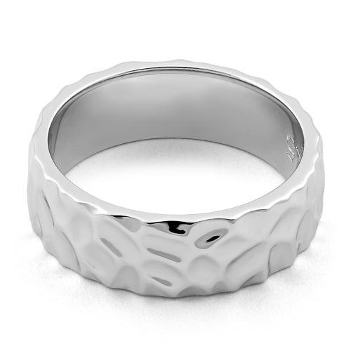 Sterling Silver 6mm Hammered Ring