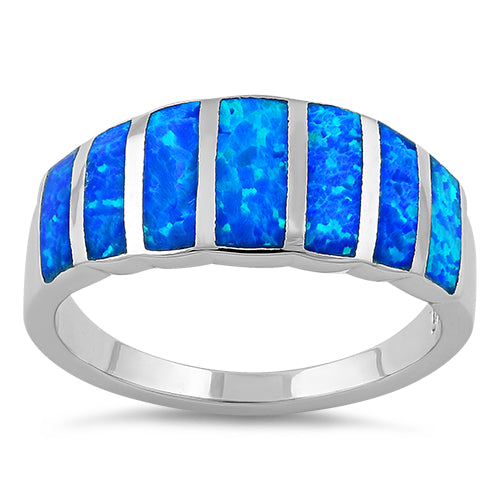 Sterling Silver 7 Stripes Lab Opal Ring