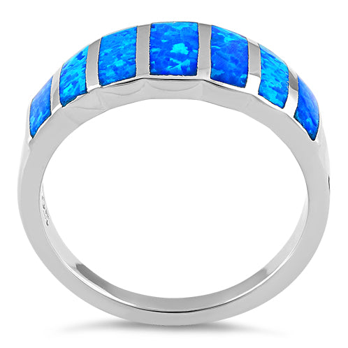 Sterling Silver 7 Stripes Lab Opal Ring