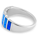 Sterling Silver 7 Stripes Lab Opal Ring