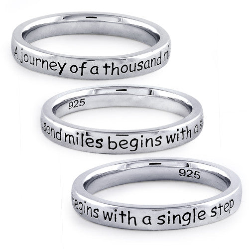 Sterling Silver "A Journey Of A Thousand Miles Begins With A Single Step" Ring