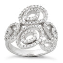 Sterling Silver Abstract Circles Pave CZ Ring