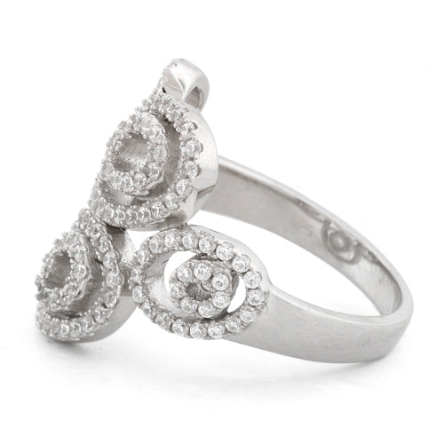 Sterling Silver Abstract Circles Pave CZ Ring