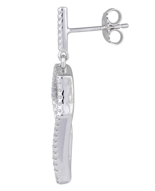 Sterling Silver Abstract CZ Dangle Earrings